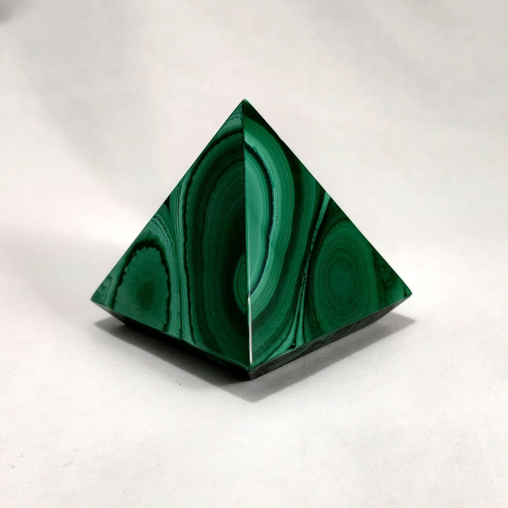 Handcrafted pyramid, made with malachite.